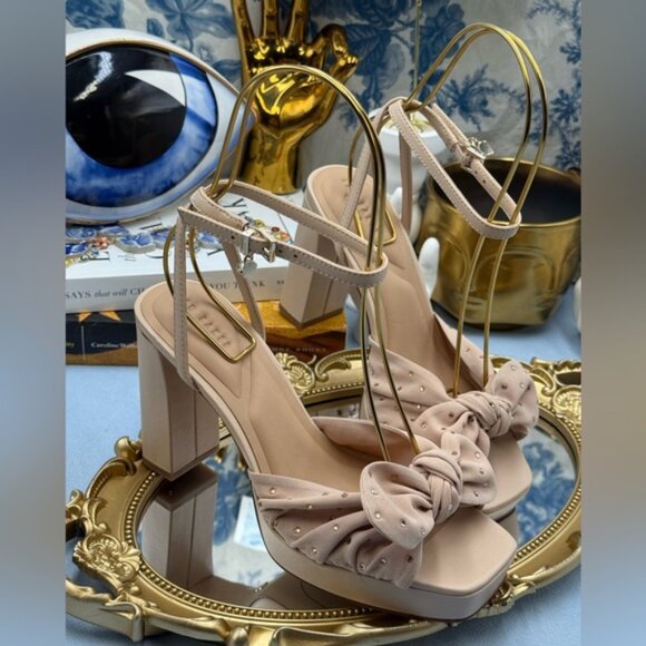 🆕 TED BAKER 🧿 NWOT MADDY Pink Crystal Embellished Bow Platform Sandals, Sz 7 - Picture 6 of 15